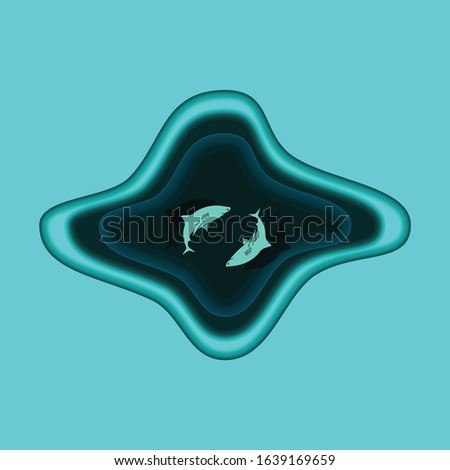 Two sharks are swiming around.
Stock vector illustration.
