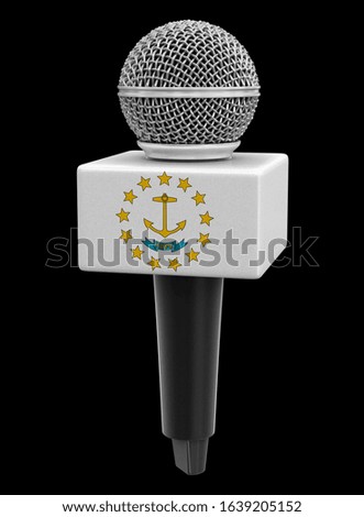 3d illustration. Microphone and Rhode Island flag. Image with clipping path
