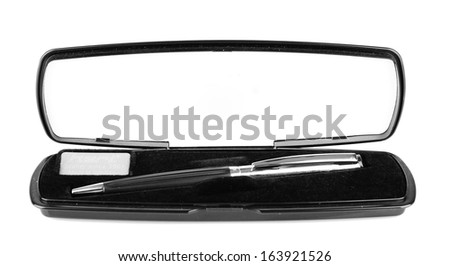 Pen in box, isolated on white