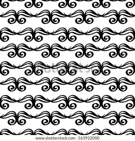 Abstract floral seamless pattern with black silhouette sharp shapes on a white background.Simple.Doodle style.Vintage, retro.Print - vector 
