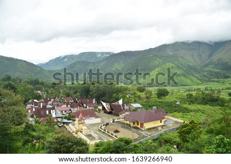 rice field and mountain landscape in Pangosuran Samosir Regency