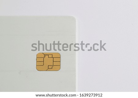contact pad, Electronic chip on sim card or smart card  isolated on white background.