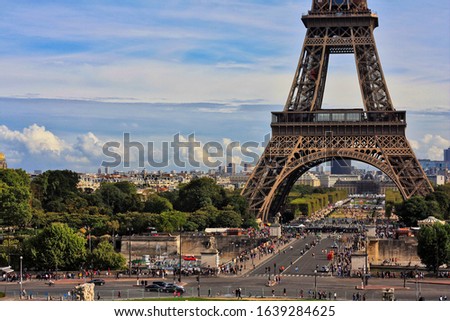 Eifel Tower in Paris, France 2016, with stunning panorama od Paris city
