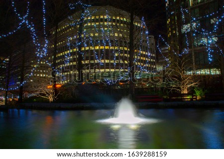 Water fountain in a pond in Jubilee Park, London