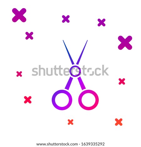 Color Scissors hairdresser icon isolated on white background. Hairdresser, fashion salon and barber sign. Barbershop symbol. Gradient random dynamic shapes. Vector Illustration