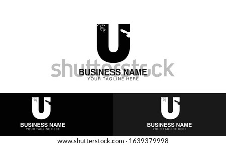 Alphabet letter U u logo vector design with three different backgrounds