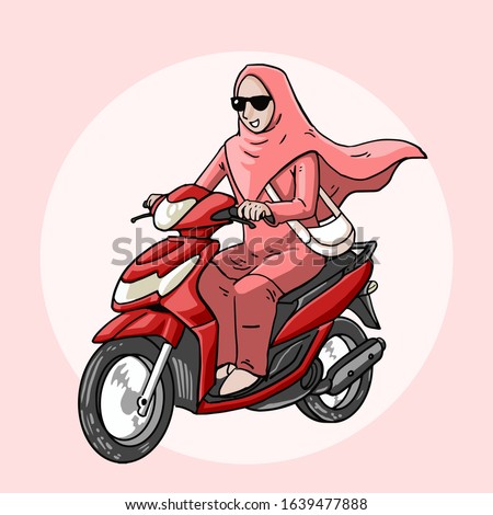 Hijrah hijab girl with motorcycle.