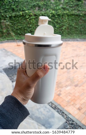 Personal thermos water container for travel, stock photo