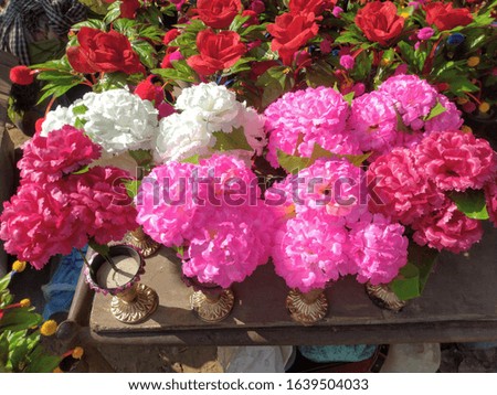 Decoration Flowers on Table Himachal Pradesh India Background View 