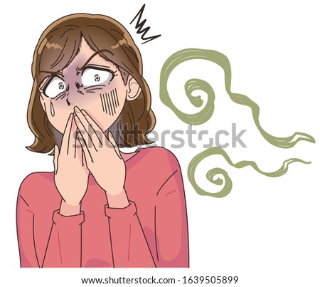 The woman is puzzled about the bad smell. Royalty-Free Stock Photo #1639505899