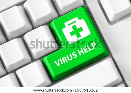 Color button on the keyboard with doctor suitcase image and doctor text. Health care concept. Coronavirus help   concept