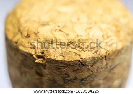 Wine cork with a closeup picture. Macro photo