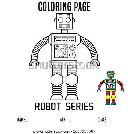 This is a Cartoon Vector Illustration of Robot which can be used for Coloring Page or Book. The image is quite simple so it is really good for children/kids.