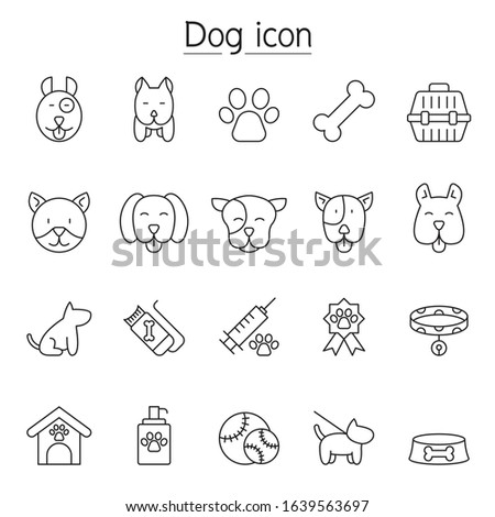 Dog icon set in thin line style