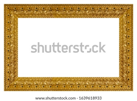 Vintage golden rectangle frame on a white background, isolated