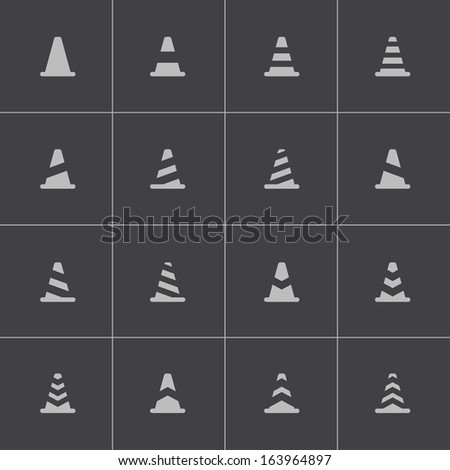Vector black traffic cone   icons set