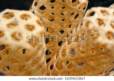 Closeup handmade bamboo weave pattern, used for adding fresh fruit.