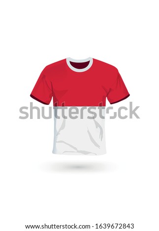 Sport shirt in colors of Indonesia flag. Vector illustration for sport, championship and national team, sport game