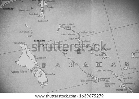 Bahamas on map travel background