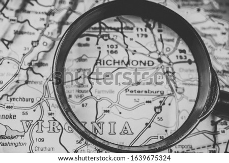 Richmond on map travel background