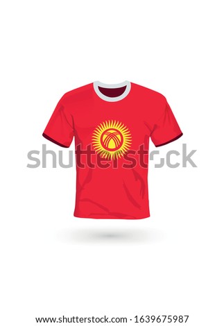 Sport shirt in colors of Kyrgyzstan flag. Vector illustration for sport, championship and national team, sport game