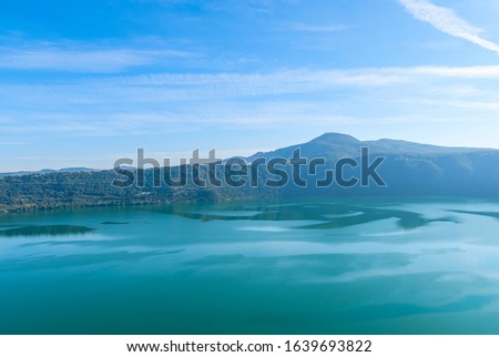 View of Lake Albano from the town of Castel Gandolfo, in the Albano Hills, south of Rome, Italy