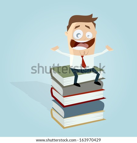 businessman on a stack of books