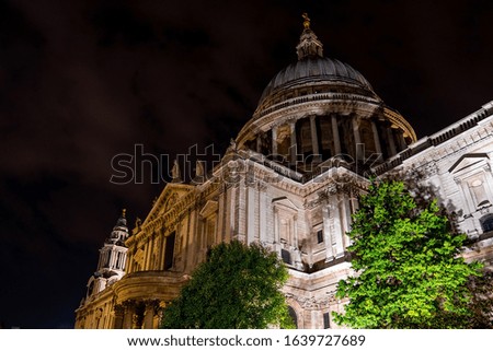 Beautiful view of the St Paul's Cathedral at night in London, UK. Magical London at night.