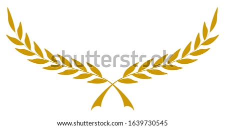 Laurel honor wreath vector in gold on white isolated background. Royalty-Free Stock Photo #1639730545