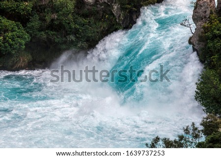 Huka Falls on Waikato River - Taupo, North Island, New Zealand Royalty-Free Stock Photo #1639737253