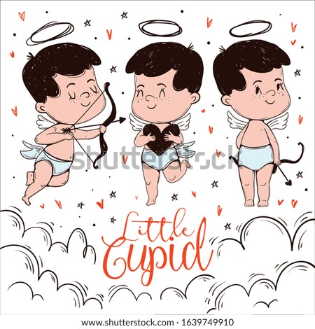 Cute Cupid character set in different poses.