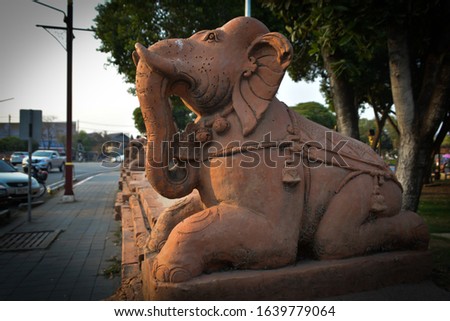 Stone elephant statue in Thailand temple