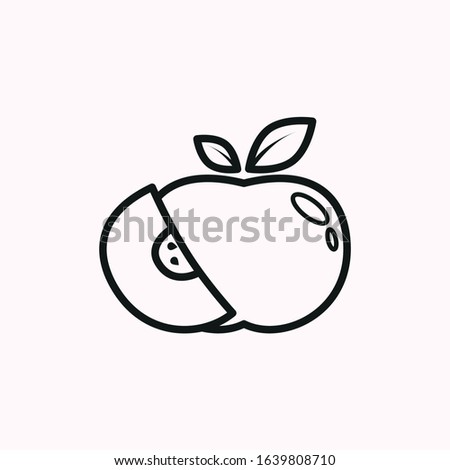 Vector design illustration of apple line art. Perfect for child coloring book objects