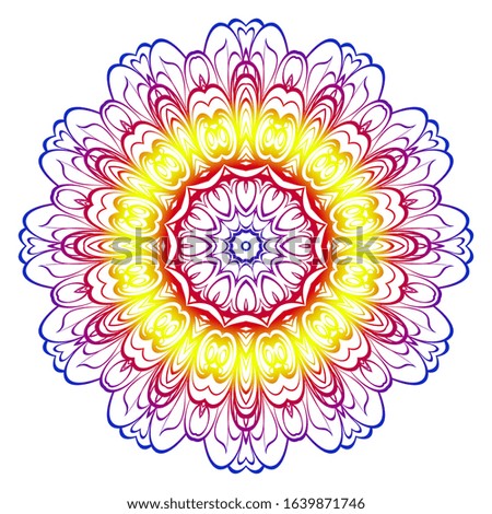 Hand-Drawn Henna Ethnic Mandala. Circle lace ornament.  illustration. for coloring book, greeting card, invitation, tattoo. Anti-stress therapy pattern