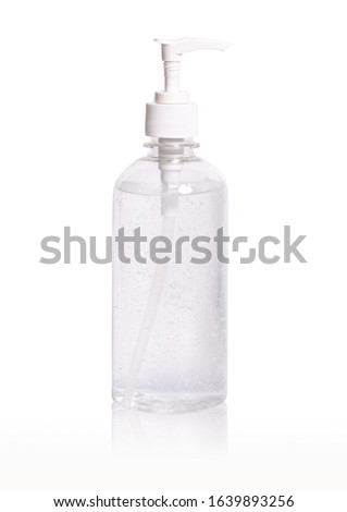 alcohol gel clean hand sanitizer in pump bottle isolate on white background clipping path Royalty-Free Stock Photo #1639893256