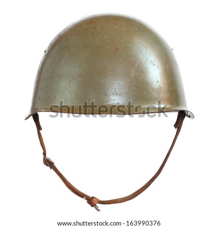 Old military helmet (soviet army)  on a white background.