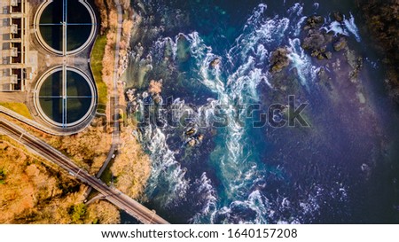 Drone Photo of a waterfall in Switerland, aerial view