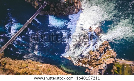 Drone Photo of a waterfall in Switerland, aerial view