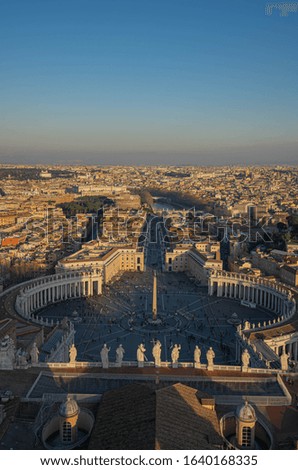 View of the city from the dome of the Cathedral (Basilica) of St. Peter, Rome, Italy