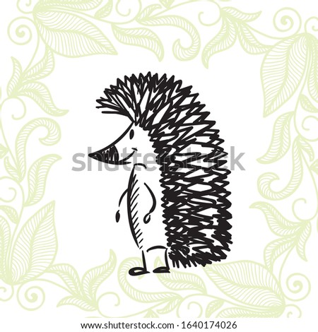 Cute cartoon hedgehog. Vector illustration
