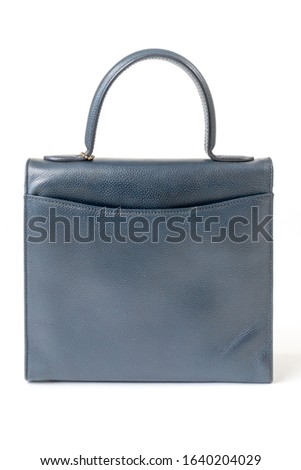 Vintage blue women's handbag isolated on white background - Image