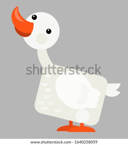 cartoon scene with happy goose on flat background illustration for children
