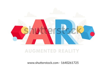 Big word AR banner for design concept. Augmented Reality marketing concept.