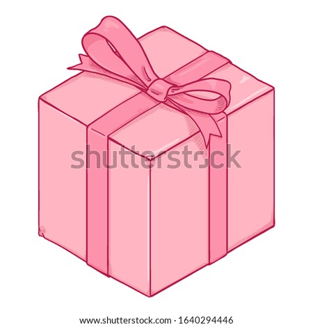 Vector Cartoon Cubical Pink Gift Box