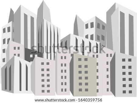 Building and Tower at Town City  silhouette Illustration 