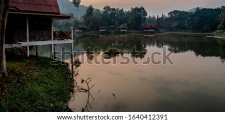 Twilight on the lake in the jungle