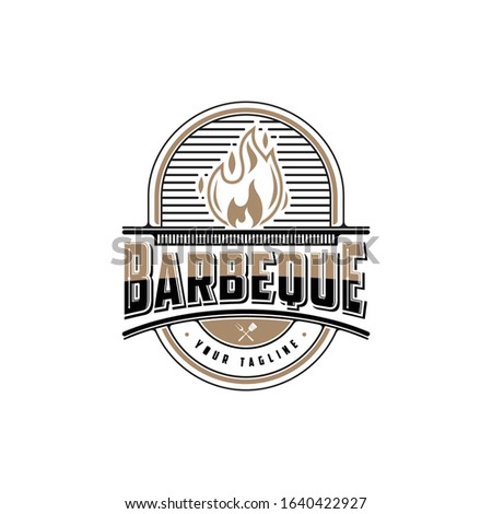 Vintage Barbeque, Barbeque Label Stamp Logo design vector