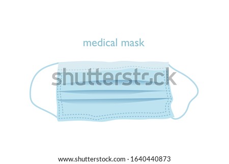 medical breath mask, shielding bandage for protection from virus, allergy, infection. isolated vector illustration on white. novel coronavirus