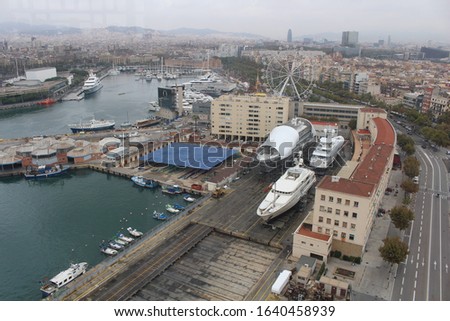 Barcelona. Marina. Aerial view from the funicular.