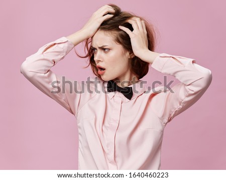 Young woman make girl isolated background
